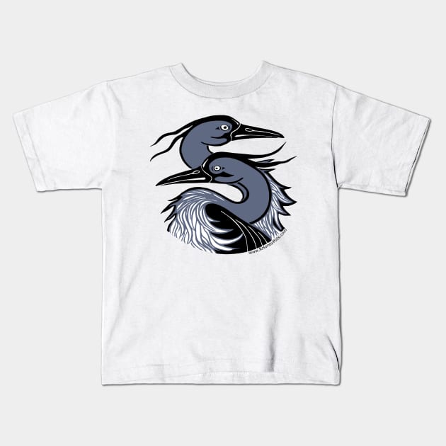 Great Blue Herons- black line Kids T-Shirt by R Honey Pots